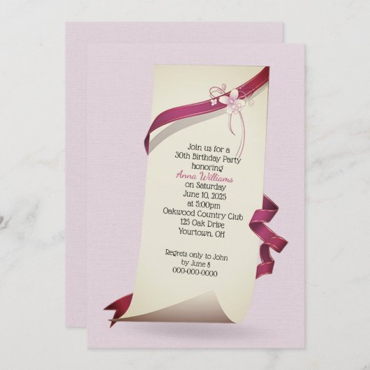 Uitnodiging 30ste verjaardag met gekruld papier (Voorkant / Achterkant)