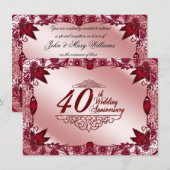 Uitnodiging 40-jarig huwelijksjubileum Ruby 4.5x6. (Voorkant / Achterkant)