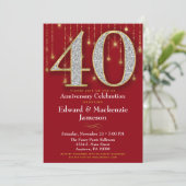 Uitnodiging 40-jarig jubileum Rood Goud Diamanten (Staand voorkant)