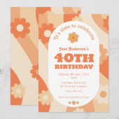 Uitnodiging - 40e verjaardag - retro perzik pastel (Voorkant / Achterkant)