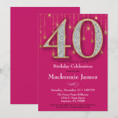 Uitnodiging 40e verjaardag Roze Goud Diamanten Vol (Voorkant / Achterkant)