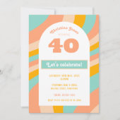 Uitnodiging, 40e Verjaardagsfeestje pastel retro c Kaart (Voorkant)