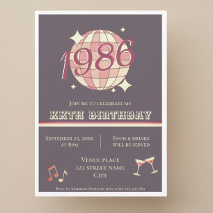 Uitnodiging 40ste verjaardag geboren in 1986 Vinta