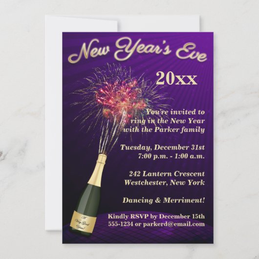 Uitnodiging 4 van de partij van New Year's Eve Fir (Achterkant)