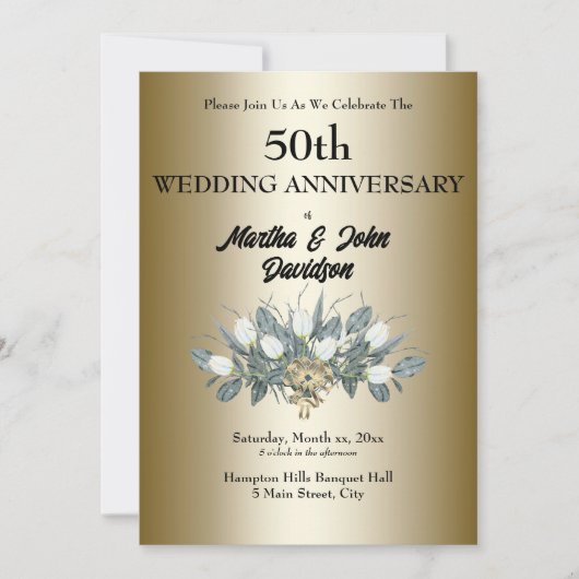 Uitnodiging 50-jarig huwelijksfeest Goud (Voorkant)