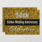 Uitnodiging 50-jarig huwelijksjubileum - Goud (Voorkant / Achterkant)