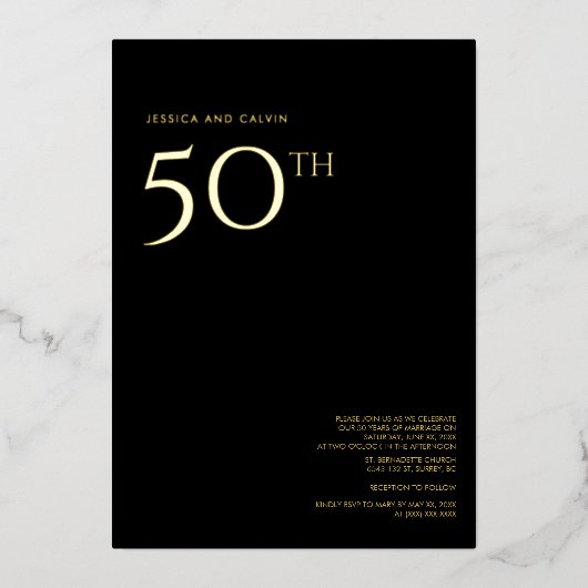 Uitnodiging 50-jarig huwelijksjubileum Zwart & Gou (Voorkant)