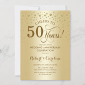 Uitnodiging 50-jarig jubileumfeest in goud (Voorkant)