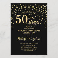 Uitnodiging 50-jarig jubileumviering in goud zwart