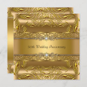 Uitnodiging 50e trouwdag met bladgoud (Voorkant / Achterkant)