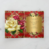 Uitnodiging 50e verjaardag Red Gold Roos Lace (Binnen)