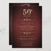 Uitnodiging 50ste huwelijksverjaardag rood (Voorkant / Achterkant)
