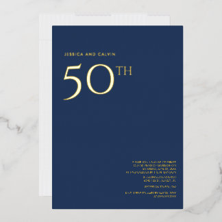 Uitnodiging 50ste trouwdag in marineblauw