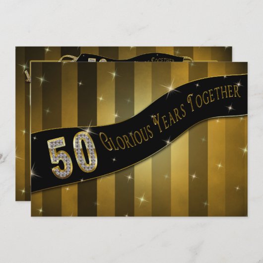 Uitnodiging 50ste verjaardag - Glorieuze Jaren (Voorkant / Achterkant)