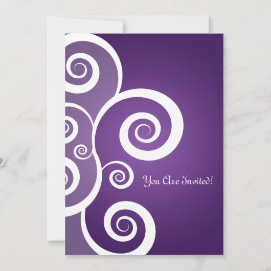 Uitnodiging 5x7 feestje Elegante krullen paars (Achterkant)