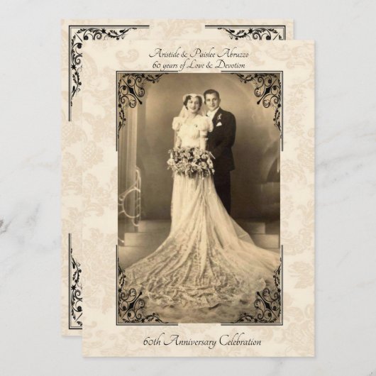 Uitnodiging 60-jarig jubileum Vintage (Voorkant / Achterkant)