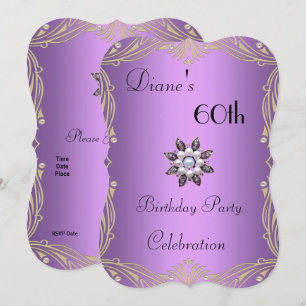 Uitnodiging 60e verjaardag Floral Mauve Pearl Jewe