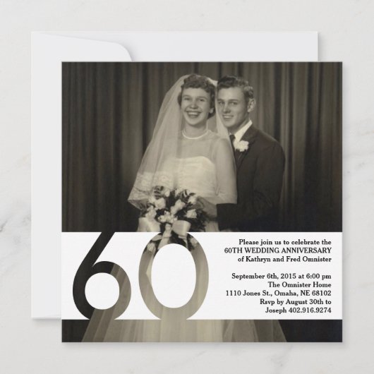 Uitnodiging 60ste huwelijksverjaardag 5.25 x 5.25 (Voorkant)