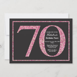 Uitnodiging 70ste verjaardag Roze Glitter Krijtbor