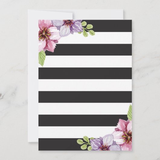 Uitnodiging 70ste verjaardag vrouwen. Bloemig Zwar (Achterkant)