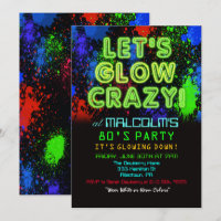 Uitnodiging 80s Eighties Glow Feest