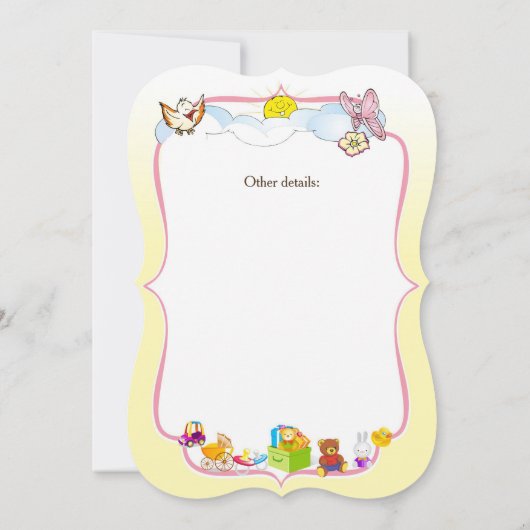 uitnodiging aan het baby shower (Achterkant)