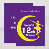 Uitnodiging Aangepaste Ballerina 12e verjaardag-vo (Voorkant / Achterkant)