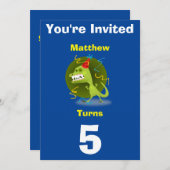 Uitnodiging Aangepaste Dinosaurus- Verjaardag-voeg (Voorkant / Achterkant)