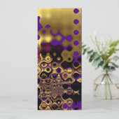 Uitnodiging Abstract Goud Paarse Zwart (Staand voorkant)