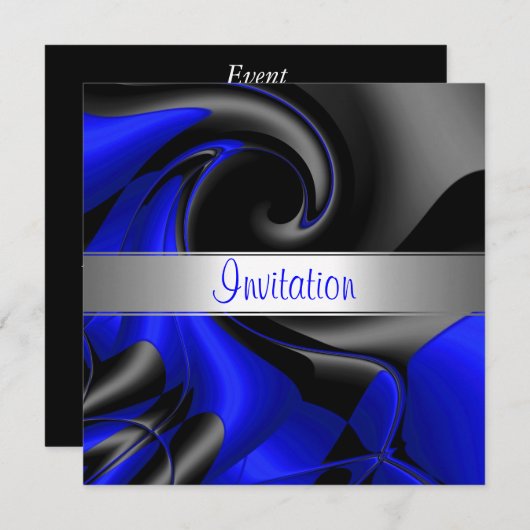 Uitnodiging Abstracte blauwe curve (Voorkant / Achterkant)