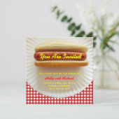 Uitnodiging afnemen - Hete hond op een Bord (Staand voorkant)