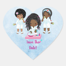 Uitnodiging Afrikaanse Amerikaanse Spa Party Hart Sticker