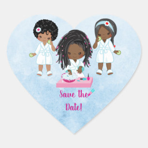 Uitnodiging Afrikaanse Amerikaanse Spa Party Hart Sticker