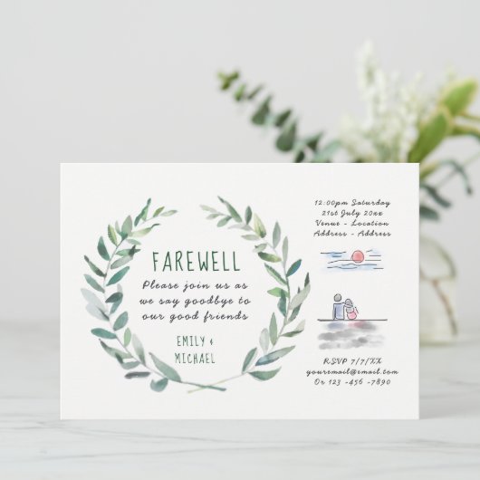 Uitnodiging afscheid feest Kraft rustieke kunst (Staand voorkant)