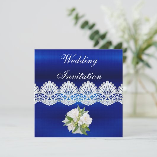 Uitnodiging Alle Occasies Blauwe Witte Loopvum Flo (Staand voorkant)