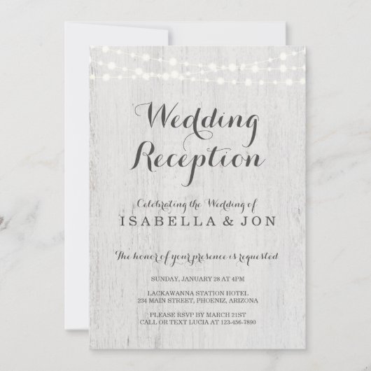 Uitnodiging Alleen Bruiloftsreceptie, Rustieke Rom (Voorkant)