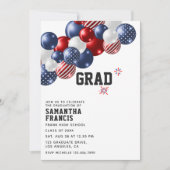 Uitnodiging Amerikaanse Ballon Graduation Party (Voorkant)