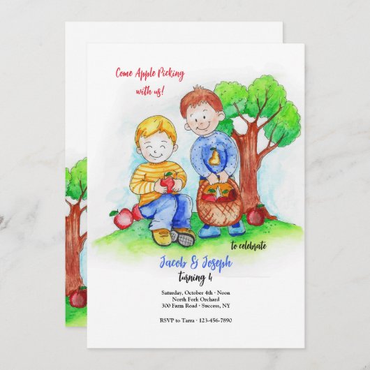 Uitnodiging Appelpluk Jongens (Voorkant / Achterkant)