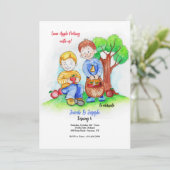 Uitnodiging Appelplukjongens (Staand voorkant)