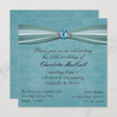  uitnodiging Aqua Damask Birthday (Voorkant / Achterkant)
