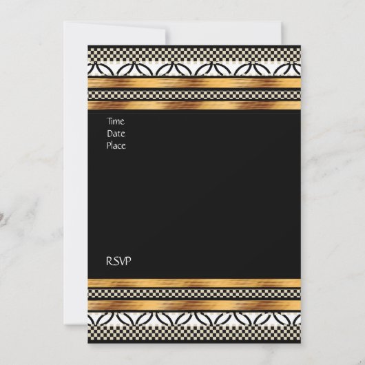 Uitnodiging Art Deco Gold Black White (Achterkant)
