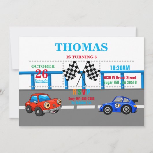 Uitnodiging autorace (Voorkant)