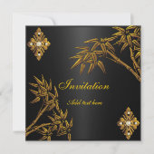 Uitnodiging Aziatische goud en Zwarte (Voorkant)