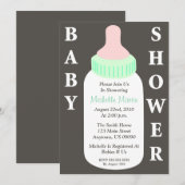 Uitnodiging baby shower (Baby flesje) (Voorkant / Achterkant)