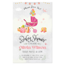 Uitnodiging baby shower, baby meisje