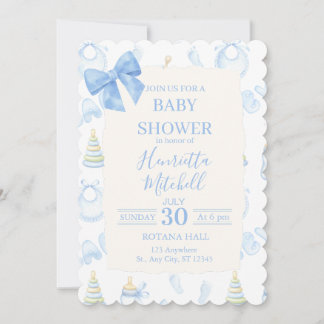 Uitnodiging Baby Shower 'Blue Watercolor Boy'