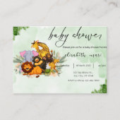 uitnodiging baby shower dieren schattig informatiekaartje (Voorkant)