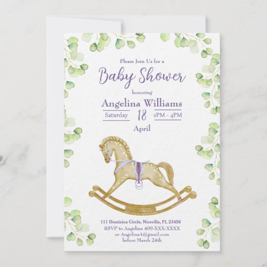 Uitnodiging baby shower met charmante design. (Voorkant)