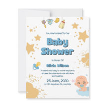 Uitnodiging baby shower neutraal beige moderne sti