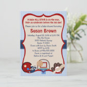 Uitnodiging Baby shower sport (Staand voorkant)